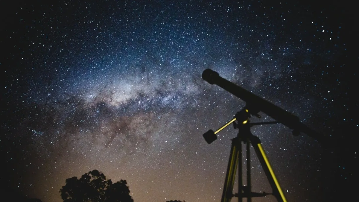 Starry Sahara night sky viewed through a telescope session