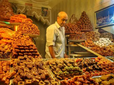 Traditional sweets stall in Marrakech