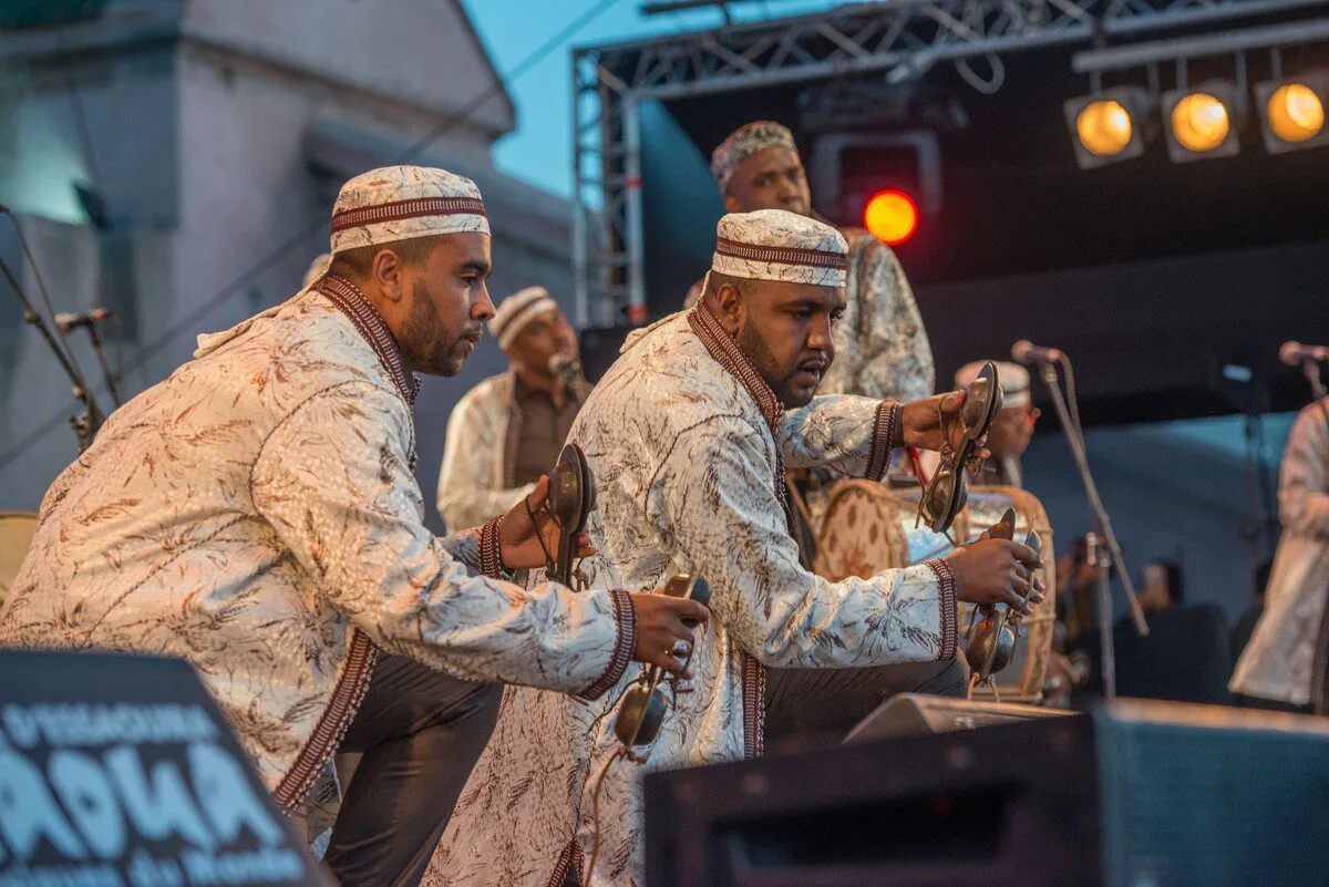 Berber celebration gathering in a Moroccan village square