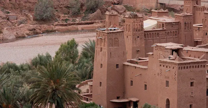 Panoramic view over mountains and valleys in Morocco