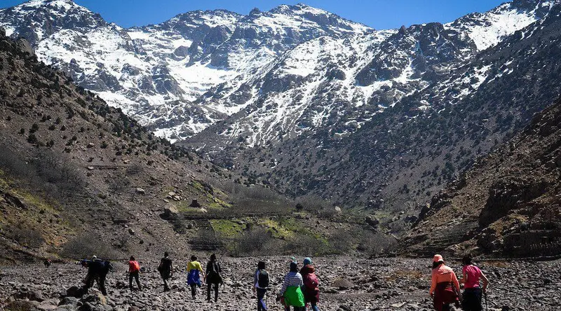 Hiking in snow mountain