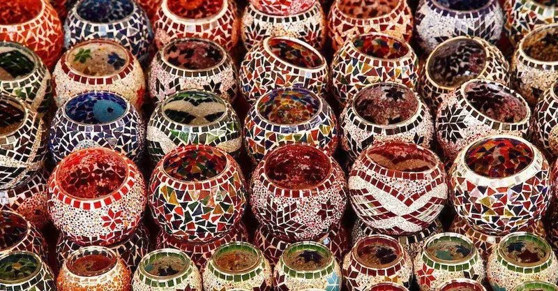 Colorful glass tins