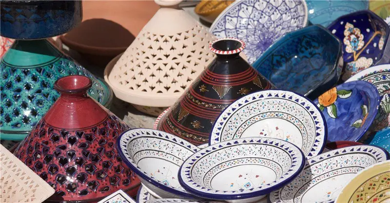 Moroccan ceramic bowls and plates