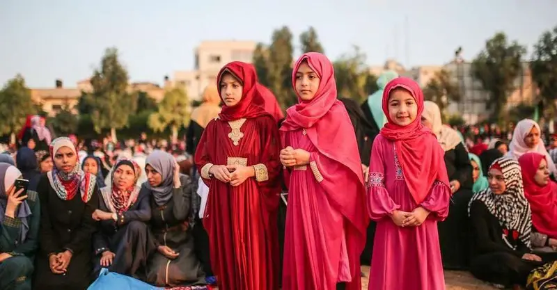 Women and children celebrate Eid al-Fitr together