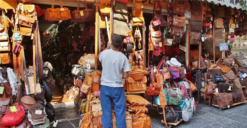 Leather shop vendor bag