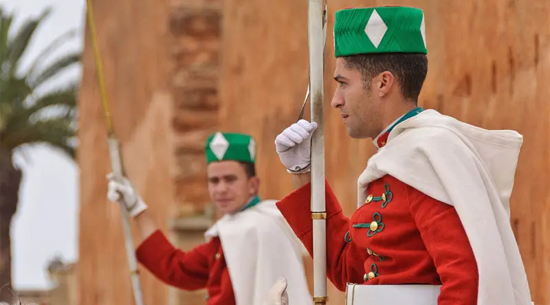 A pair of the Royal Moroccan Guards at the Mausoleum of Mohammed V in Rabat