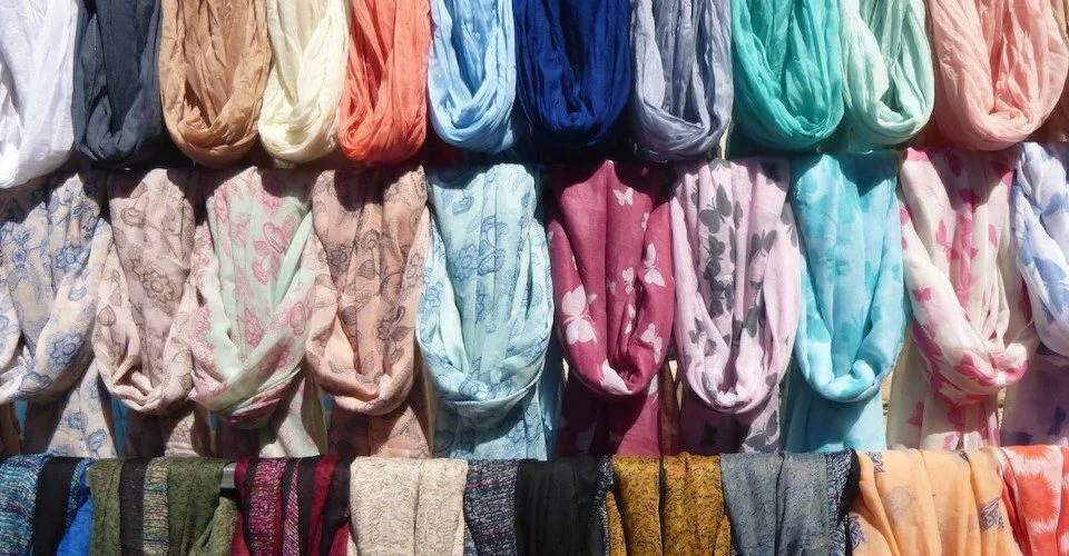 Colourful traditional Moroccan garments and embroidered robes