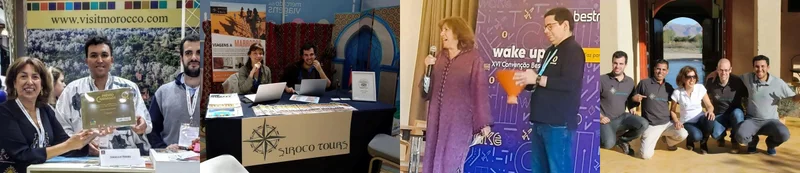 Siroco Tours team at travel fairs, awards, and on location in Morocco
