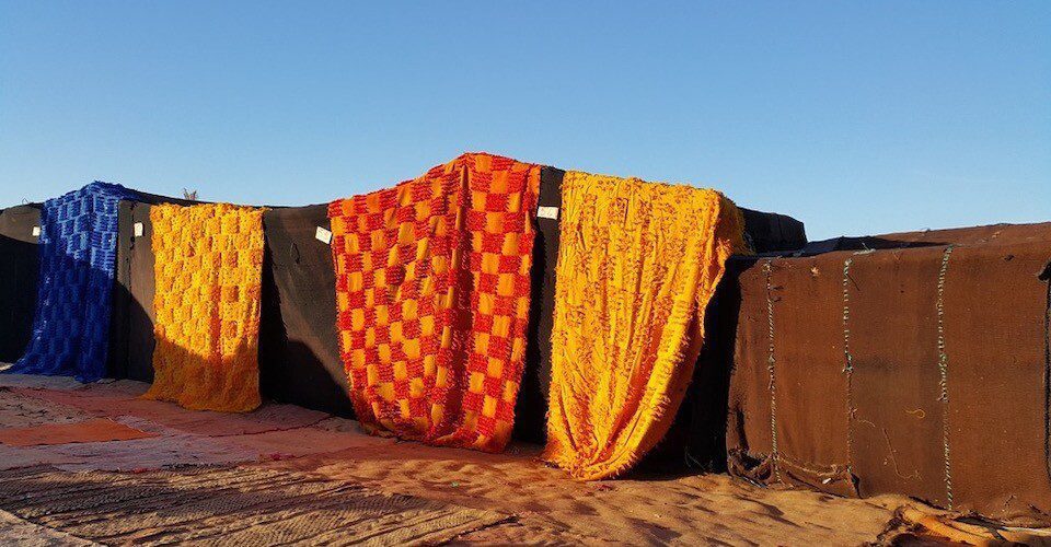 Colorful wool and cloth cover the tents Colorful wool and cloth cover the tents