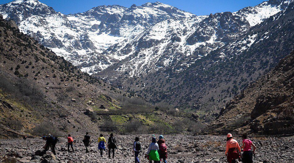 Hiking in snow mountain